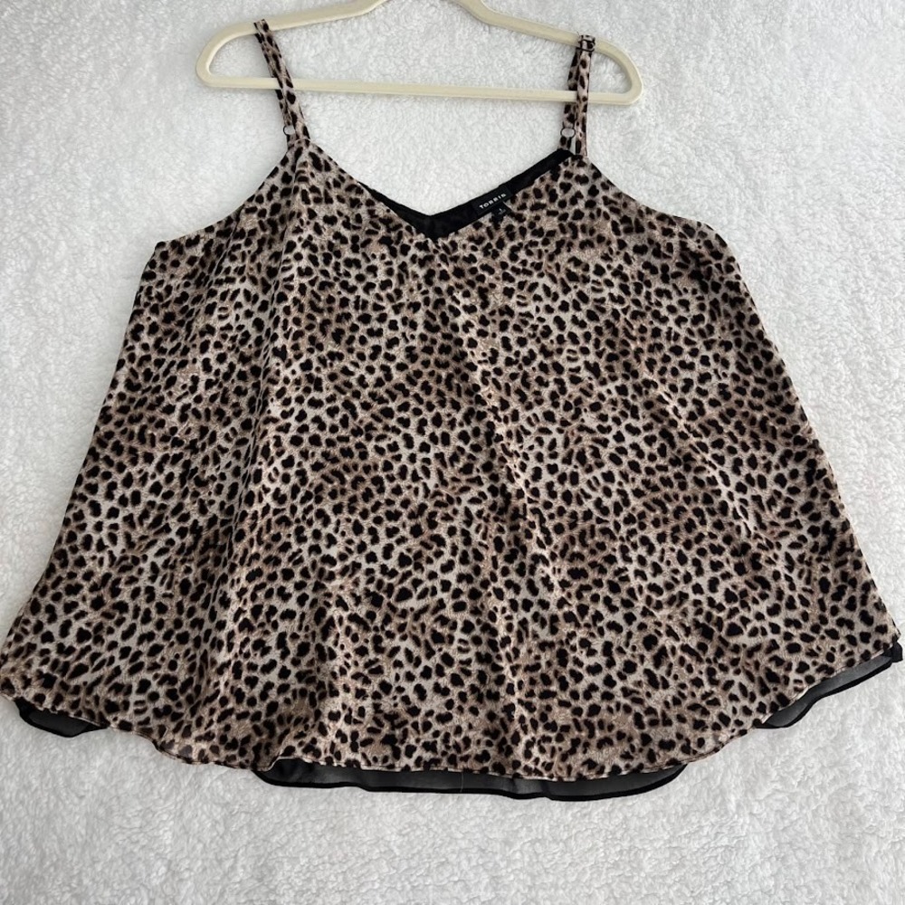 Torrid Leopard Print Blouse Size 1 (1X 14/16) Sheer‎ Layered Hem Top